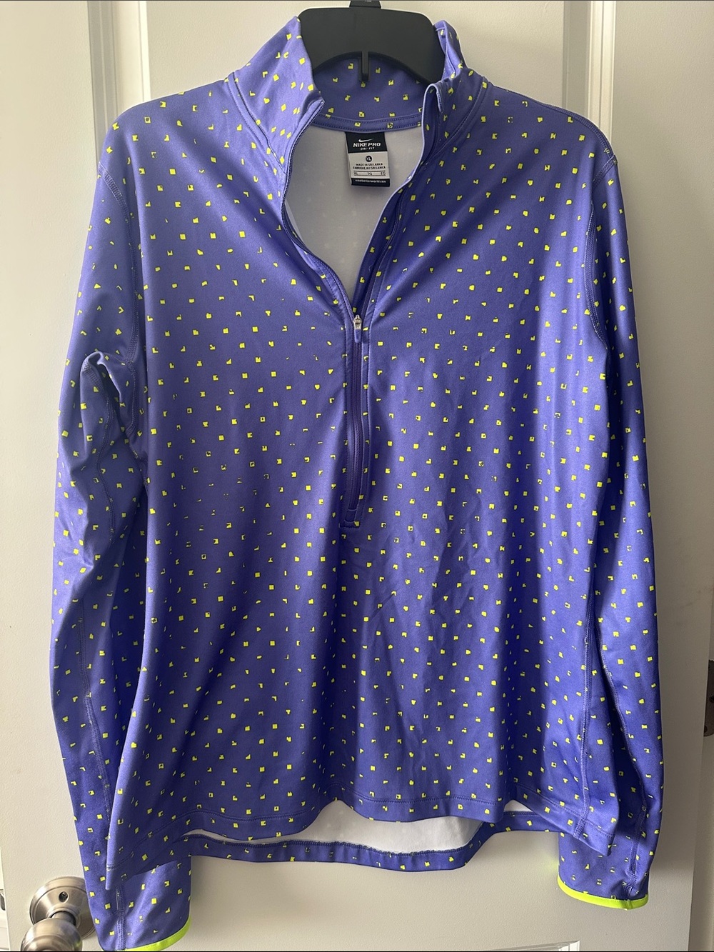 Nike Purple Quarter-Zip Pullover with Yellow Dot Print